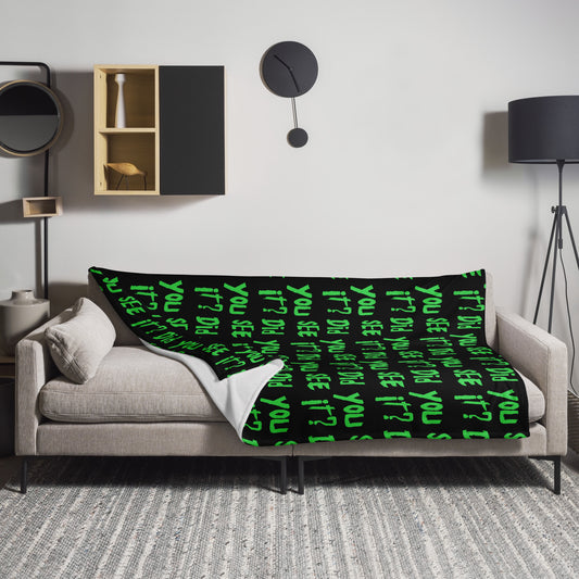 Nuke's Top 5 throw blanket on a couch with the phrase "Did You See It?" printed in green