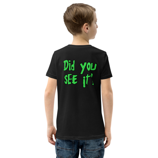 Child wearing black t shirt with Nuke's Top 5 logo on front and "Did you see it" on the back